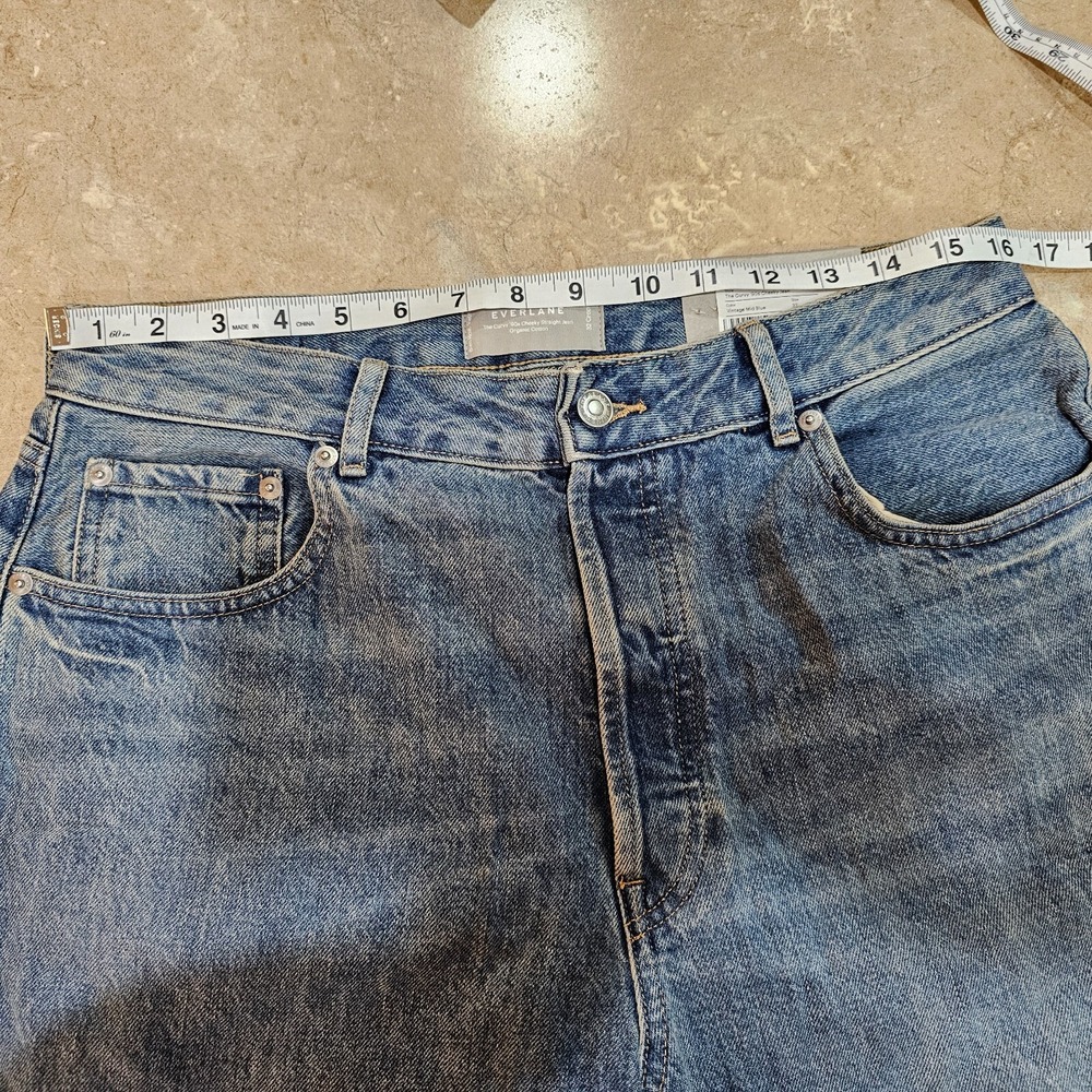 Everlane The Curvy '90s Cheeky Straight Jean Women 32 Crop Vintage Mid Blue High - Picture 3 of 9